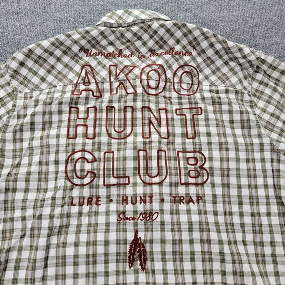 AKOO Hunt Club Shirt Mens 2XL Gray Green Plaid Short Sleeve Western‎ Urban - Picture 9 of 9